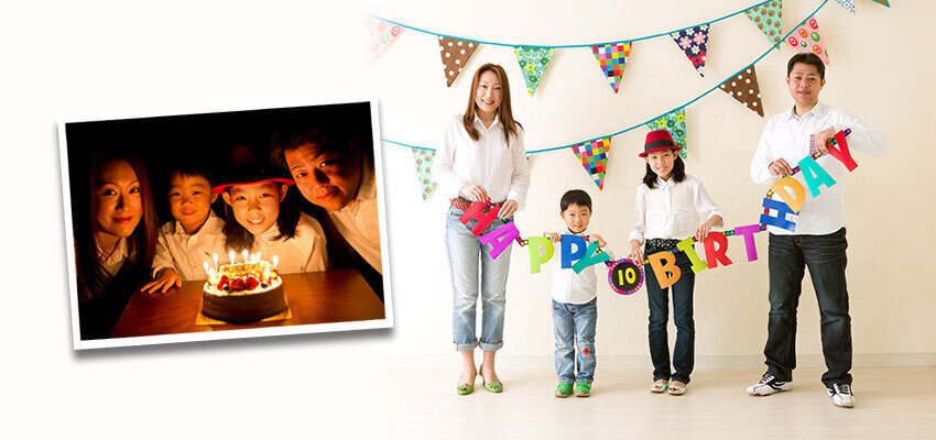 バースデーに家族写真